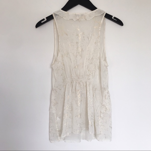 Banana Republic Sheer Gold Foil Sleeveless Blouse - Picture 3 of 5